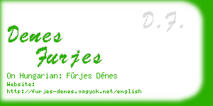 denes furjes business card